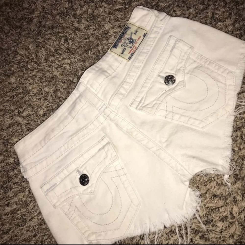 True religion white cut off shorts